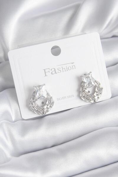 Celira Brass Silver Color Zircon Stone Women's Earrings
