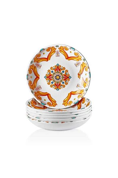Külsan Melamine Deep Dinner Plate Set 4 Pcs Cortoba Deisgen Size 23 Cm