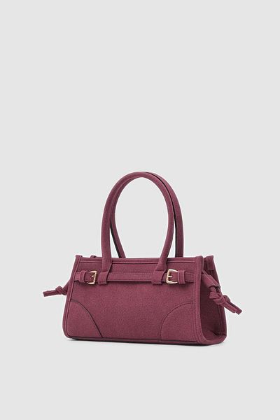 Shule Bags Geantă Maison Suede Claret Red Baguette