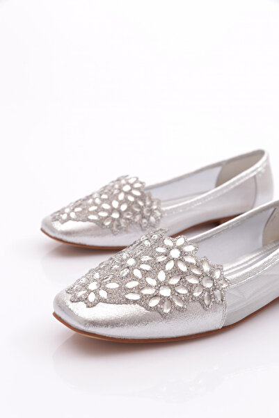 DGN K196 Balerina de damă cu broderie în față, placată cu argint