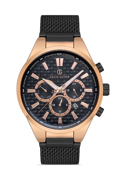 DAVID GUNER Rose Black Coated Black Dial Men's Wristwatch Dg-8343Gc-R2