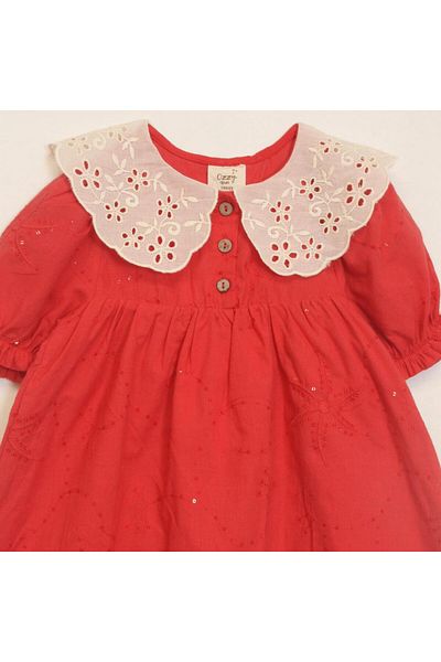 OZZY KİDS Girl's Short Sleeve Dress with Sequin Detail
