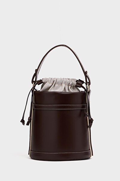 Madamra Barna női kontrasztvarrott vödör kézi és válltáska