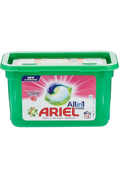 Ariel 3in1 Pods with Downy Freshness, Liquid Detergent Capsules, Powerful Stain Remover, 2x15 Pods