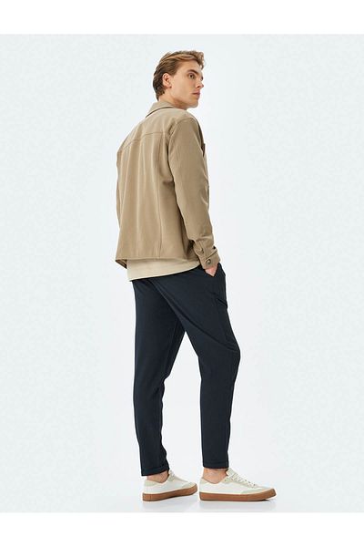 Koton Gefaltete Hose aus Viskose-Mischgewebe mit Knopfleiste und Schnürung an der Taille Slim Fit Sommerhose
