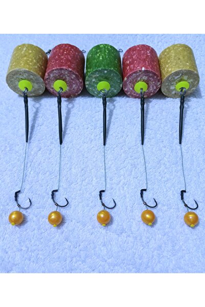 LittoCollection 5 Adet Küspeli 14 Mm Efsane Janjan Sarı Boncuk'lu Sazan Rig T...