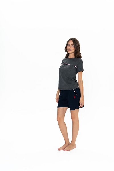 U.S. Polo Assn. U.S. Polo Assn. Women's Anthracite Mlnj. Comfortable Shorts-T-Shirt Pajama Set - Ilc2.20I00I1I