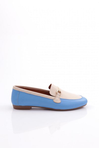 DGN Women's Round Toe Ballerinas Genuine Leather Light Blue 245232110