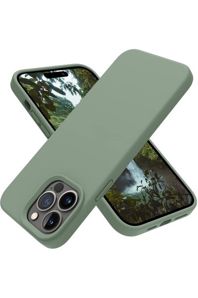 AWH حافظة iPhone 14 Pro – غطاء سيليكون رفيع مقاوم للصدمات باللون الأخضر الكالكي (6.1 بوصة)