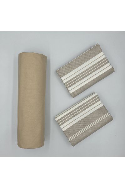 pınarhome collectıon New Season - 100% Organic Cotton, Soft Sand and Elastic Crossbody+Pillow Cover Corner Depth 28-30 cm