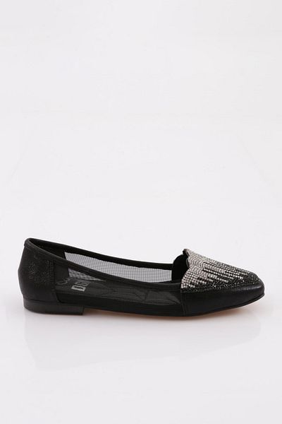 DGN Black Finished Women's Ballerinas - Flat Toe 11210102621