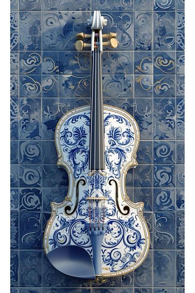 pixartsanat Patterned Violin - Pixart Art Diamond Mosaic Painting 40X60