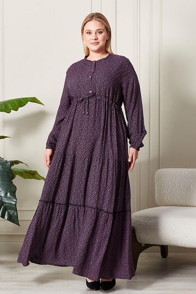 Ferace Women's Plus Size Crispy Fabric Button Dress