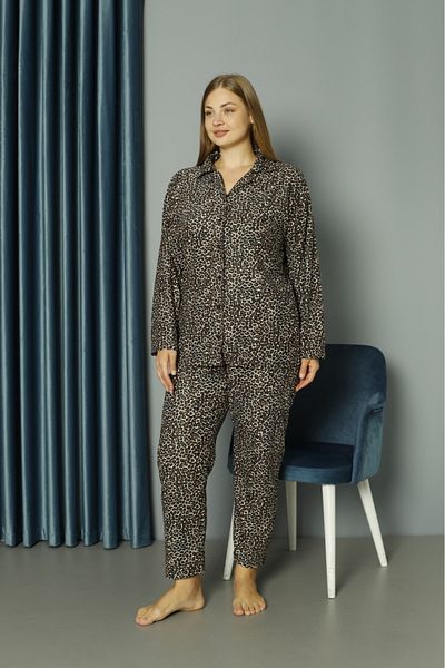 TAMPAP Σετ γυναικεία πιτζάμα με γιακά πουκάμισο Suede Bottom Top Plus Size