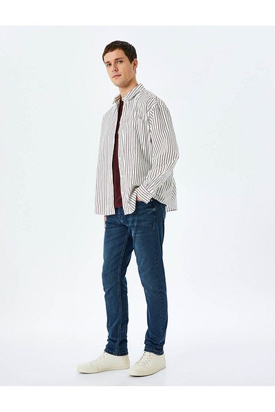 Koton Normal Waist Cotton Slim Fit Denim Trousers - Brad Jean