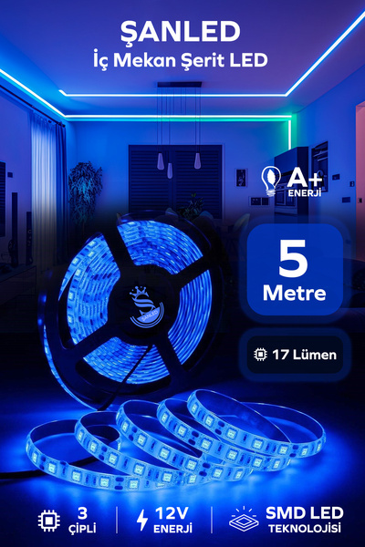 ŞANLED 3 Çipli Iç Mekan Şerit Led Tüm Mekanlar-(trafosuz) 5,10,20,30,40,50,100m