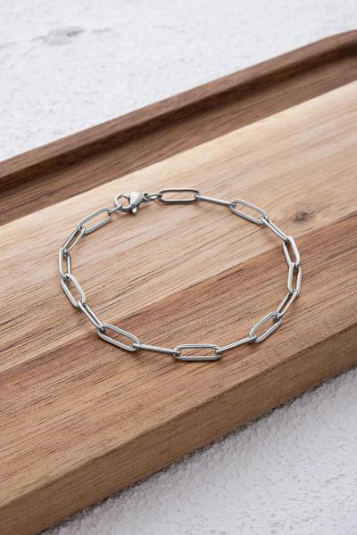 ByFlorya Jewelry Steel Paperclip Oval Ring Chain Anklet Suitable for Daily Use Cable Chain Anklet 4mm 22cm 4cm