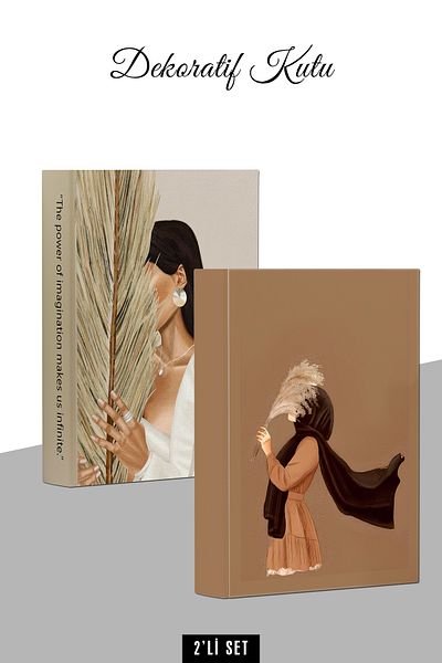 Bytwo 2 Decorative Boxes - Nisa Soft Design Book Box - Women Decor Box