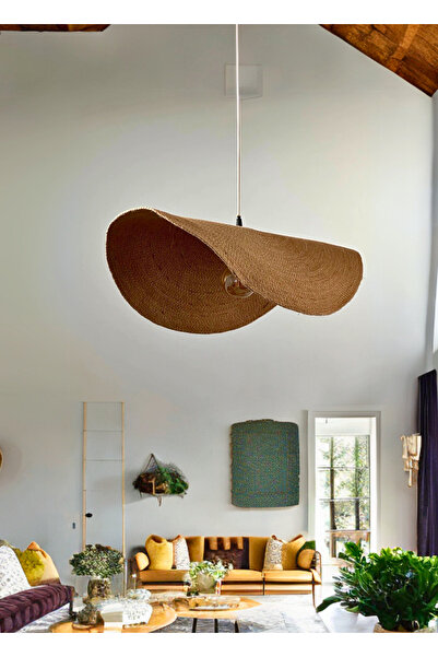 sfb Bohem Glow Moderin Tasarım Vintage Jüt Örgü Avize Lambader