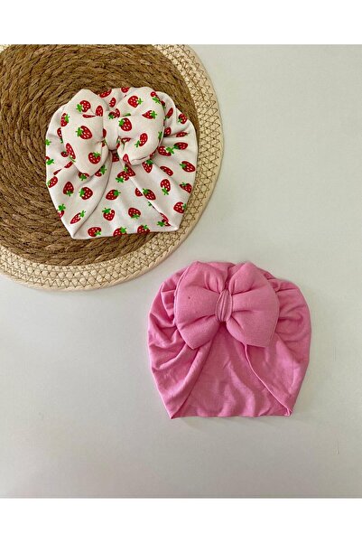 GÜNEŞ KİDS Fiyonklu Çift Katlı Bebek Bone  & Bebek Şapka Aksesuar