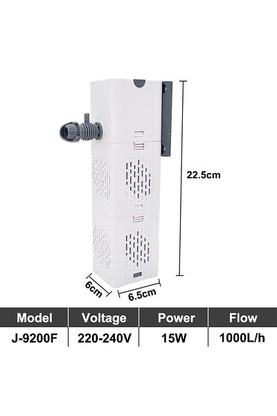 TUNFAN J-9200 Aquarium Filter Pump Fish Tank Submersible Silent Air Oxygen Aerator Internal Water Pump Aqua