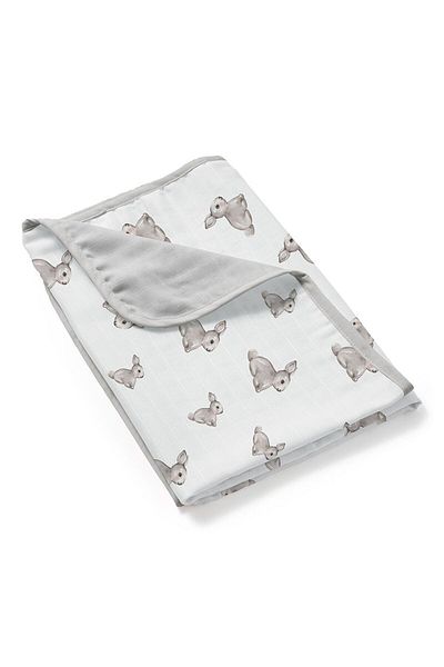 DEUX LAPINS 100% Cotton Double Layer Muslin Blanket Iconique Lapin - Gray Rabbit 65X65 cm