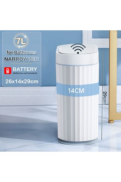 Choice 7L Grey battery 7/9L Automatic Sensor Trash Can Fashionable Roman Striped Bathroom Toilet Smart Tras