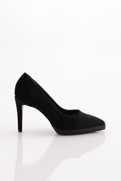 DGN Women's Low-Cut Heeled Shoes Black Velvet 29635910