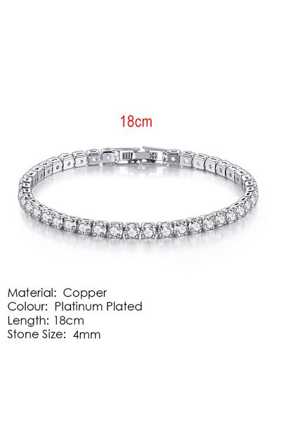 Choice 4mm H027-18cm Silver Color 2.5/3/4/5mm Zircon Tennis Bracelet For Women Men Dazzling Crystal Hand Ch