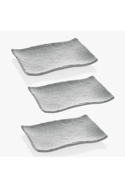 Külsan Melamine Serving Plate Set 3 Pcs Marble Color Size 19 Cm