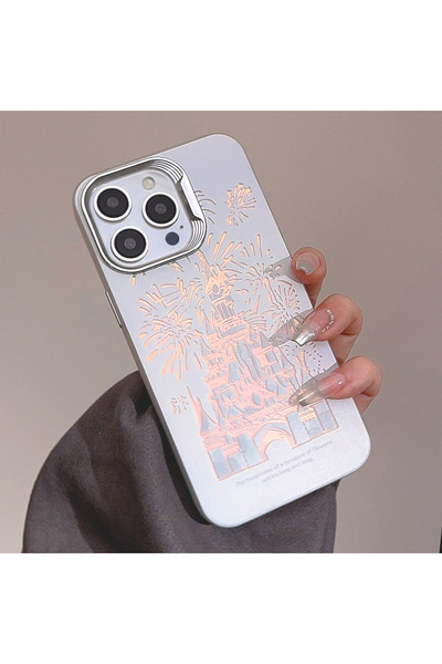 Choice غلاف هاتف iPhone 13ProMax (6.7 بوصة) بقلعة زرقاء لامعة وردية اللون مع ...