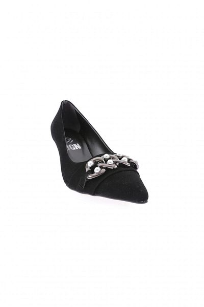 DGN Fb-39-1563 Pantofi cu toc pentru femei Pearl Stone Accesoriu Twist Vellvet negru