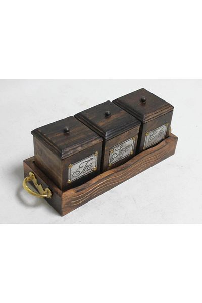 Otantik Çarşı Wooden Antique Tea Coffee Candy Box