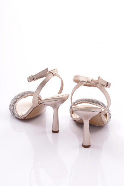 DGN Beige Satin Women's Evening Dress Shoes - 84262821