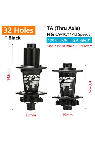 TANKE 32H Black TA TANKE 120 Click Hub 6 Bearing MTB Mountain Bike Hub Front Rear Thru HG 28 32 36 Holes D
