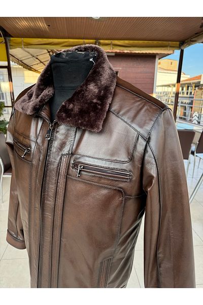 Şahan Deri Denizli Robert Hazelnut Fur Genuine Leather Coat