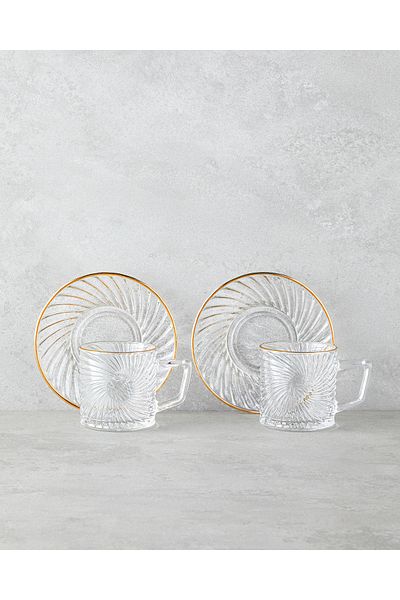 English Home Set de cești din sticlă Goldie de 4 bucăți pentru 2 persoane, 170 ml