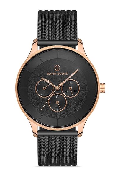 DAVID GUNER Rose Black Coated Black Dial Men's Wristwatch Dg-8246Gc-R2