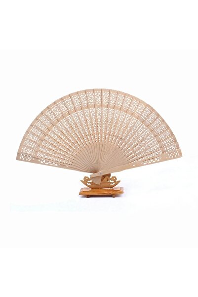 Choice مروحة يدوية خشبية مجوفة قابلة للطي برائحة خشب الصندل الصيني بطول 20 سم...