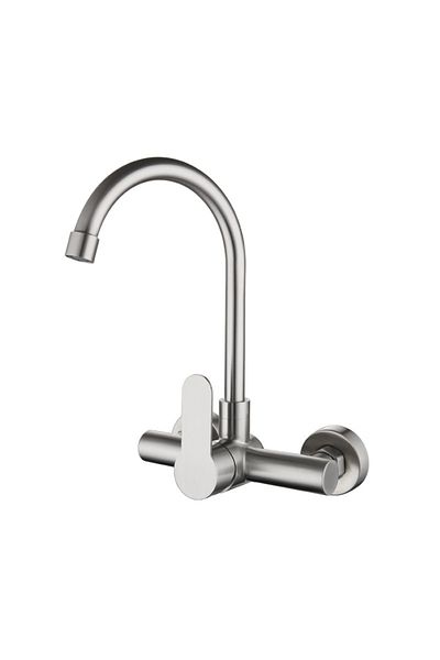 Choice TYPEA Stainless Steel Double Hole Wall Mounted Cold and Hot Faucet Balcony Rotating Kitchen Faucet T