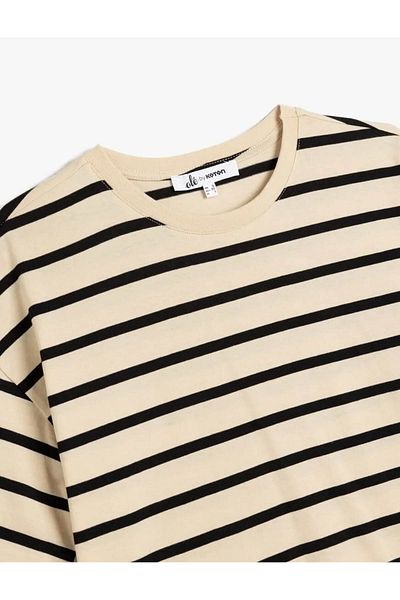 Koton Tricou negru cu dungi pentru femei 5SAL10054IK