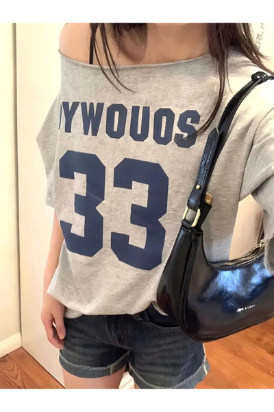 MANCY Women's Large Size Boat Neck Oywouos Printed Oversize 100% Cotton T-Shirt