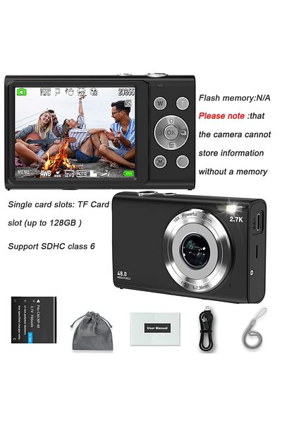 Choice B-no 32g Card 4k Digital Camera Autofocus Vlogging Camera Hd 48mp With 2.8" Large Screen Camcorder C