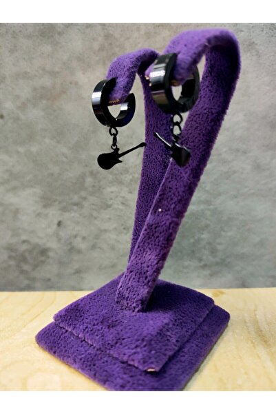 sarıyer silver Gitar Figürlü Çelik Halka Küpe