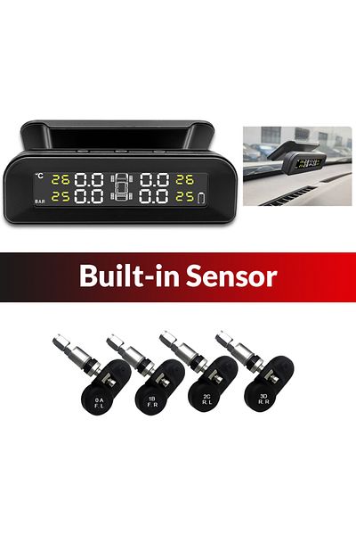 Choice K07P-Built-in Acceo Smart TPMS Car Tire Pressure Alarm Monitor System 4 Sensors Display Solar Intel