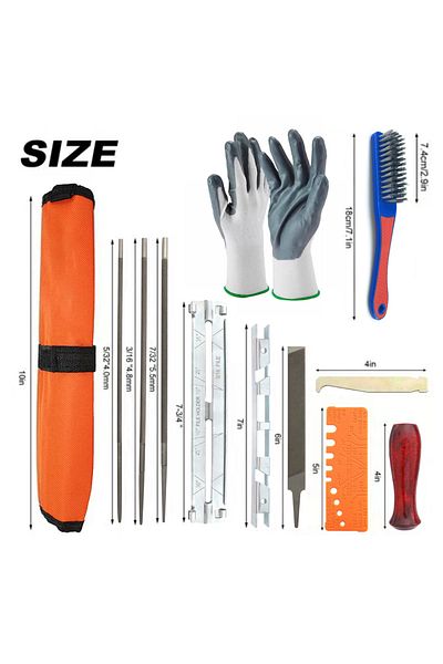 Choice 12 Pcs 10/11/12 Pcs Set Professional Chainsaw Chain Sharpening Kit Tool Hardwood Handle Round/flat F