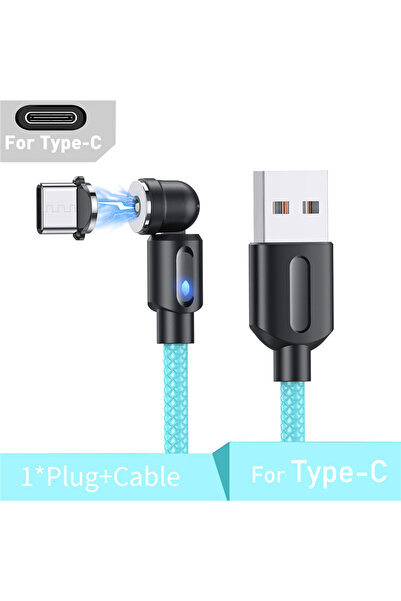 Choice كابل مغناطيسي من النوع C بطول 1 متر باللون الأزرق، كابل مايكرو يو إس ب...
