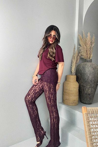 Sohotique By P Burgundy Lace Shorts Trousers