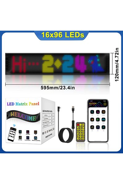 Choice 16x96LEDS LED Pixel Display Screen App Control LED Car Sign Screen with 32x32 Pixel Custom Text Patt