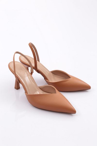 DGN Women's Closed-Front Pointed Toe Heeled Shoes Nude 818421085
